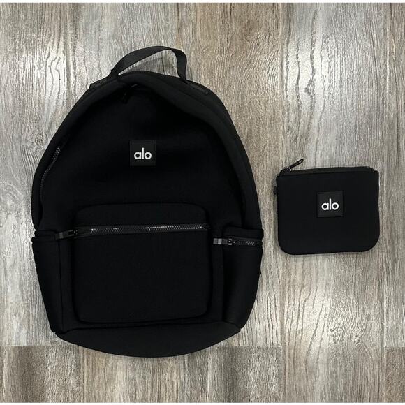 ALO Yogo Stow Black Backpack Bag With Detachable Pouch